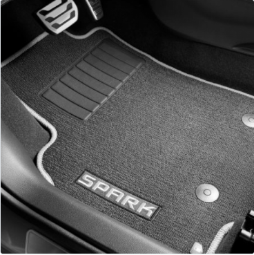 Tapis protecteurs avant et arrière, fini moquette, haut de gamme, noir jais avec coutures titanes pour Spark 2016-2017 #42392361-1