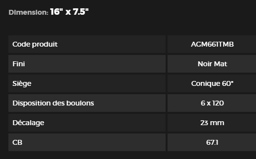 Jantes neuves de 16'' noir mat #AGM661TMB-1 (monté sur pneus Blizak P265/70r16 (HIVER), #FB016576)